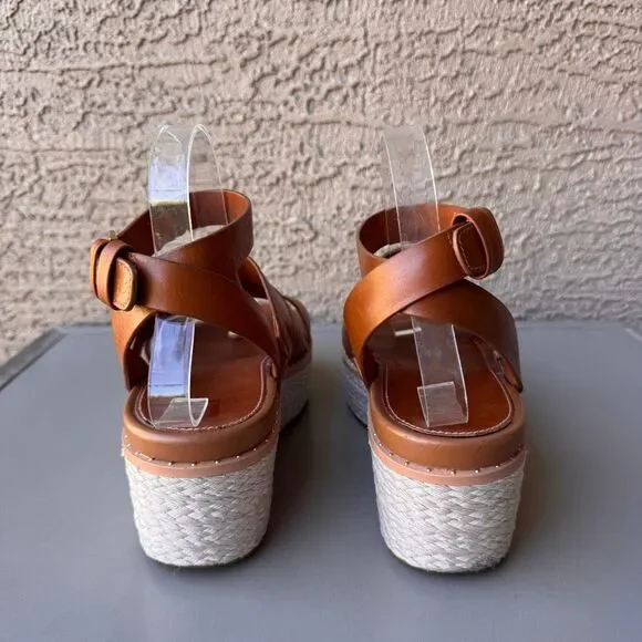 FitFlop Eloise Wedge Sandals Womens Size 8 Tan Platform Espadrille Strappy Shoes - Picture 4 of 16